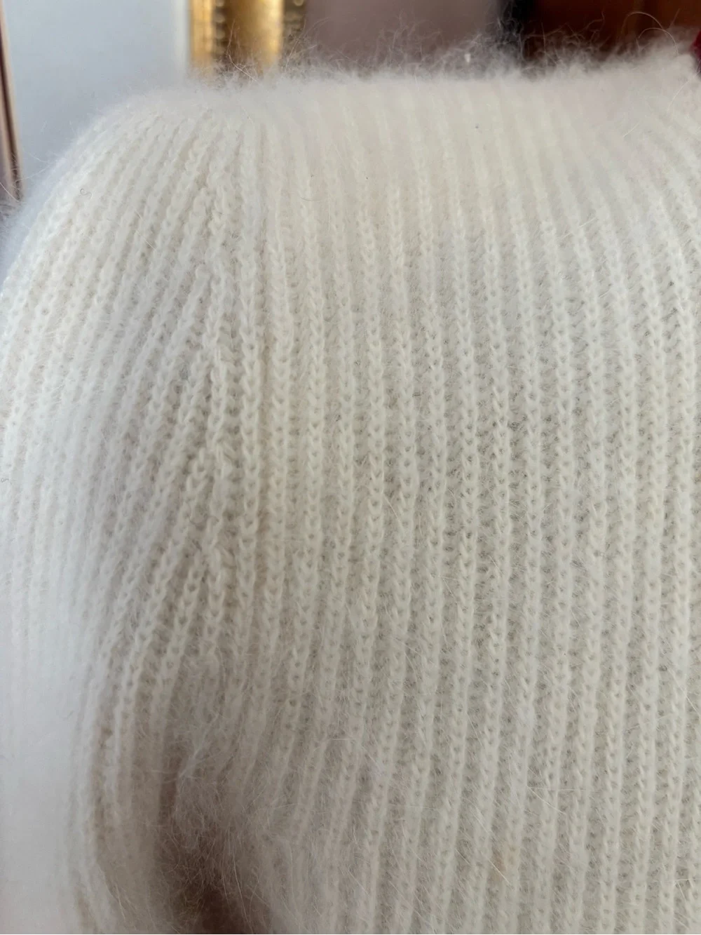 VTG Cream Angora Lambswool Fuzzy Soft Cardigan Sweater - IB Diffusion Small - Picture 9 of 12